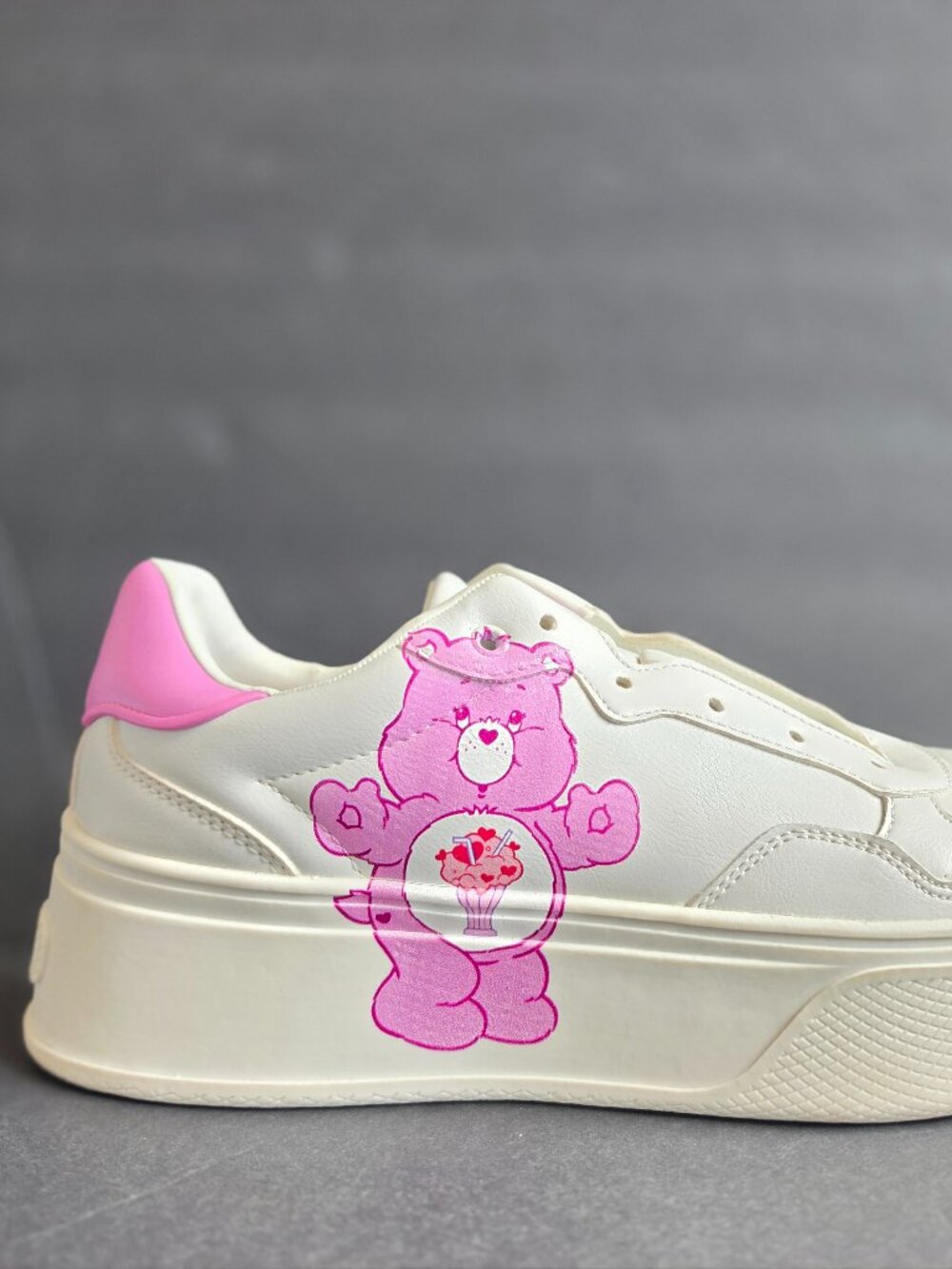 EUC - Bershka Care Bears Platform Sneakers Women’s Sz 10 White Pink Kawaii Shoes - Picture 7 of 12